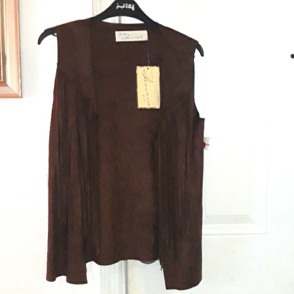 Vintage Havana Brown Fringe vest